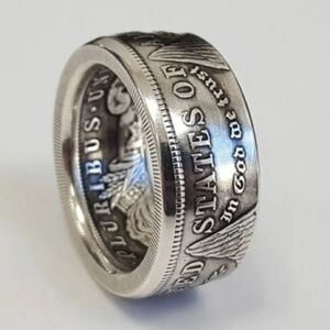 One Dollar Coin Engraved Ring